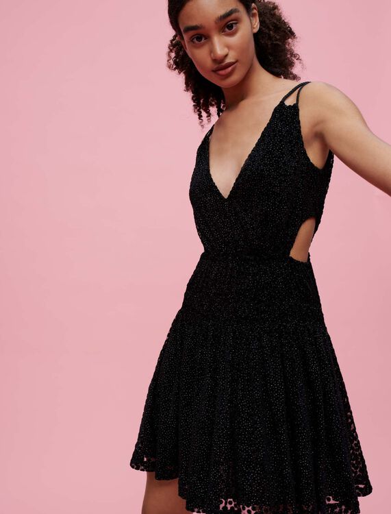Velvet dotted Swiss strappy dress - More discounts - MAJE